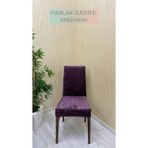 Parlak Kadife Kumaş Standart Işıltılı Lüks Sandalye Koruyucu Örtüsü - Mürdüm - Altı Adet - 40 x 40 cm