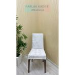 Parlak Kadife Kumaş Standart Işıltılı Lüks Sandalye Koruyucu Örtüsü - Natural - Bir Adet - 40 x 40 cm