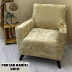 Parlak Kadife Kumaş Tekli Koltuk & Berjer Koltuk Kılıfı - 110 x 110 cm - Altın