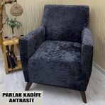 Parlak Kadife Kumaş Tekli Koltuk & Berjer Koltuk Kılıfı - 110 x 110 cm - Antrasit
