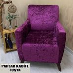 Parlak Kadife Kumaş Tekli Koltuk & Berjer Koltuk Kılıfı - 110 x 110 cm - Fuşya