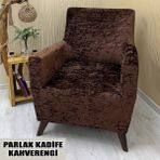 Parlak Kadife Kumaş Tekli Koltuk & Berjer Koltuk Kılıfı - 110 x 110 cm - Kahverengi