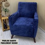Parlak Kadife Kumaş Tekli Koltuk & Berjer Koltuk Kılıfı - 110 x 110 cm - Parlement Mavisi - Gece Mavisi