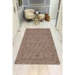 Parlak Kadife Kumaş Vıntage Dijital Baskı Dot Kaymaz Tabanlı Halı H0833 Renkli 100 X 300