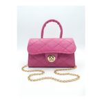 Parlak Kapitone Mini Çanta – Astar Detaylı – Zincir Askılı Kadın El ve Omuz Çantası (19x12 cm)