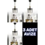 Parlak Kristal Taşlı 3'lü Modern Çekici Avize Seti - Seçenek 1 - Ahşap