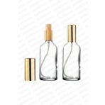 parlakcam 100ml Altın Renkli Metal Lüx Sprey Şişe, Parfüm Kolonya vb İçin Sızdırmaz Şeffaf Cam Şişe 1 Adet