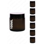 parlakcam 100ml amber krem kavanozu cam krem kutusu siyah renkli koruma kapaklı 100cc cam kavanoz (6 adet)