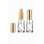 parlakcam 20ml Altın Renkli Full Metal Lüx Sprey Şişe, Parfüm Kolonya vb İçin Sızdırmaz Şeffaf Cam Şişe 1 Adet