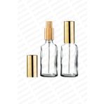 parlakcam 50ml Altın Renkli Full Metal Lüx Sprey Şişe, Parfüm Kolonya vb İçin Sızdırmaz Şeffaf Cam Şişe 1 Adet