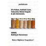 parlakcam 6'lı Bakliyat Kavanozu 500ml Cam Erzak Kavanozu Metal Kapaklı Saklama Kabı Kuruyemiş Kavanozu