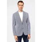 Parlament Mavi Slim Fit Armürlü Mono Yaka 6 Drop Ceket
