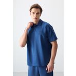 Parlament Pamuklu Kalın Yumuşak Dokulu Polo Yaka Oversize Fit Basic Erkek T- Shirt - 88382