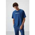 Parlament Pamuklu Kalın Yüzeyi Dokulu Oversize Fit Baskılı Erkek T-Shirt - 88365