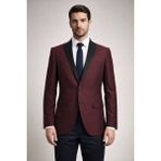 Parlamenter Fabio Cassel Slim Fit Erkek Tek Ceket - 54 - 6 Drop - Bordo
