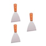 Parliky Ergonomik Ahşap Saplı Paslanmaz Çelik Biftek Olmayan Spatulalar Parçalanmış Pişirme Ve Teppanyaki İçin