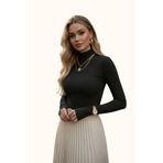 Parmak Geçmeli Kadın Body – Esnek Kumaş 4200 (Siyah, XL)