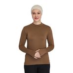 Parmak Geçmeli Organik Balıkçı Yakalı Likralı Kadın Body, Açık Çikolata, L/XL