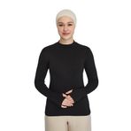 Parmak Geçmeli Organik Balıkçı Yakalı Likralı Kadın Body, Siyah, S/M