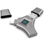 Parmak İzi Şifreleme 3'ü 1 Arada U Disk, iOS Arayüzü, USB2.0 Arayüzü, Type-C Arayüzü, Akıllı Cihazlar/Android/PC/Bilgisayarlar için uygundur,256GB