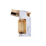 Parmida Tek Torch Pürmüz Beyaz-Gold Mermer Desenli Masa Tipi Metal Puro Çakmağı - TR9249