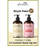 Parnassos Doğal Vanilya ve Çilek Özlü Duyusal ve Afrodizyak Etkili Aromaterapi Masaj Yağı Seti 300 ml Sabun