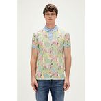 Parrot Gök Mavi Polo Yaka Desenli Erkek T-Shirt
