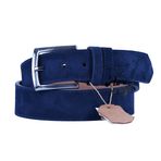 Parscraft Hakiki Süet Deri Erkek Kemer 4 cm (Lacivert, 110 cm)