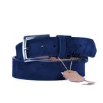 Parscraft Hakiki Süet Deri Erkek Kemer 4 cm (Lacivert, 135 cm)