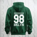 Parshey 98 Brooklyn Baskılı Kapüşonlu Sweatshirt Hoodie Yünlü Kalın Kumaş 3 Iplik Şardonlu - Yeşil - XL