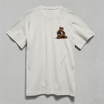 Parshey Oturan Ayı Baskılı Yarım Kollu Bisiklet Yaka Pamuk Oversize T-Shirt - Beyaz - XL
