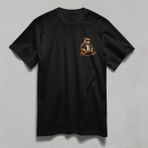 Parshey Oturan Ayı Baskılı Yarım Kollu Bisiklet Yaka Pamuk Oversize T-Shirt - Siyah - XL
