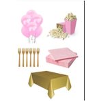 PartAntalya Altın Gold Pembe Doğum Günü Konsept Set Parti Seti