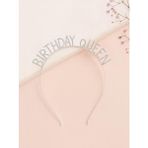 Parti Adresi Birthday Queen Taşlı Taç Metal Doğum Günü Parti Tacı Gümüş - 1 Adet - Ekru