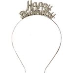 Parti Adresi Happy Birthday Metal Taç Doğum Günü Tacı Gümüş