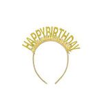 Parti Adresi Happy Birthday Yazılı Doğum Günü Taç Parti Kostüm Aksesuarı Altın Çok Renkli