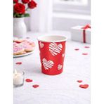 Parti Adresi Kalp Baskılı Bardak Love Karton Bardak Kırmızı 8'li Çok Renkli