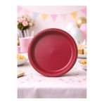 Parti Adresi Plastik Tabak Doğum Günü Parti Tabağı Bordo 21 cm 25'li