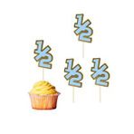 Parti Adresi Yarım Yaş Kürdan 1/2 Yazılı Cupcake Kürdanı Pasta Süsü Mavi 10'lu Renksiz