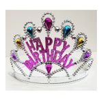 Parti Aksesuar Gümüş Renk Happy Birthday Yazılı Doğum Günü Tacı 60 cm