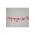 PARTİ AŞKI Makaron Pembe Happy Birthday Kaligrafi Yazı Banner Seti 20*110 Cm & Şeker Pembe Doğum Günü Yazı Süsü