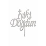 Parti Bulutu İyiki Doğdun Yazılı Aynalı Gümüş Pleksi