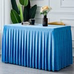 Parti Doğum Günü Etkinliği Teşhir için Dikdörtgen Masa Eteği Basit Düz Renk Kadife Masa Örtüsü Gök Mavisi 150x60x75 cm Pileli Tasarım Toplantılar ve Sergiler için İdeal