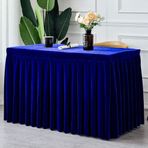 Parti Doğum Günü Sergisi için Dikdörtgen Masa Örtüsü Düz Renk Kadife Masa Eteği Peluş Masa Örtüsü Kraliyet Mavisi 120x40x75cm Olaylar için Zarif Pileli Tasarım
