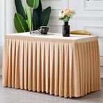 Parti Doğum Günü Sergisi için Dikdörtgen Masa Örtüsü Düz Renk Kadife Pileli Etek Krem 140x40x75cm Olaylar ve Toplantılar için Zarif Masa Örtüsü