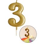 Parti dolabı 3 Yaş Gold Rakam Mum, Parlak Altın Rengi Doğum Günü Mumu Sarı Yaldızlı Pasta Mumu