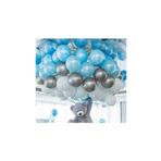 parti dolabı 50 Ad A.mavi-beyaz-gümüş Metalik Balon, 5 Mt Balon Zinciri , Balon Seti