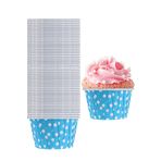 Parti dolabı 50'li Açık Mavi Renkli Puantiyeli Kağıt Muffin Kek Ve Sufle Kapsülü Cupcake Pişirme Kalıbı Kağıdı