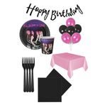 Parti dolabı 8 Kişilik Black Pink Doğum Günü Seti Black Pink Balon Tabak Bardak Balon Parti Seti