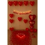 Parti dolabı Evlilik Yıl Dönümü Sürpriz Süsleme Hediyesi Romantik Yıldönümü Süs + 10 Mum ve Balon, Gül Yaprağı